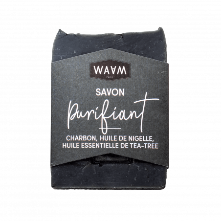 Purifying soap with vegetable charcoal