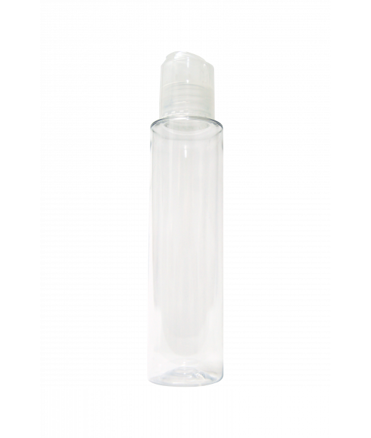 Flacon PET transparent avec capsule service blanche 100 ml