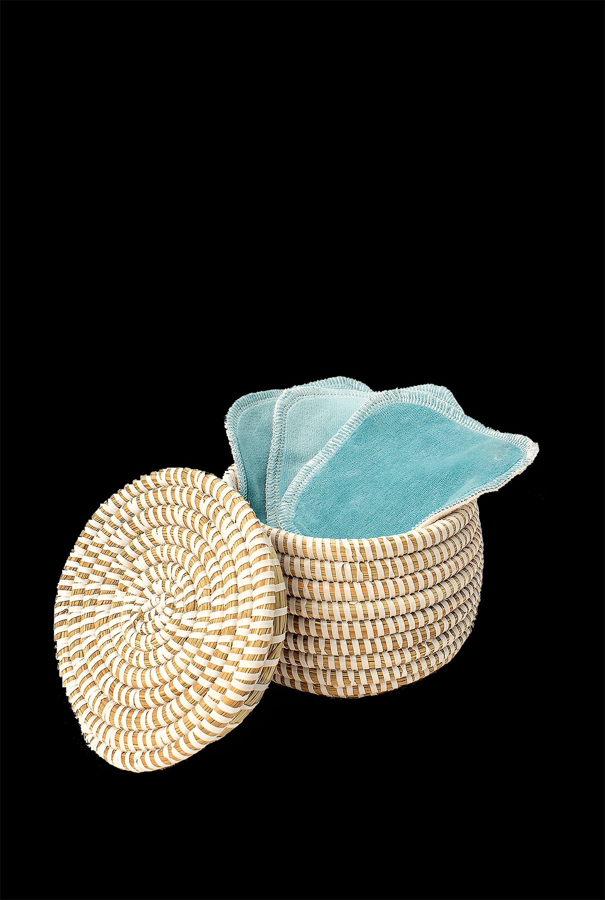 10 Carrés démaquillants lavables avec Panier